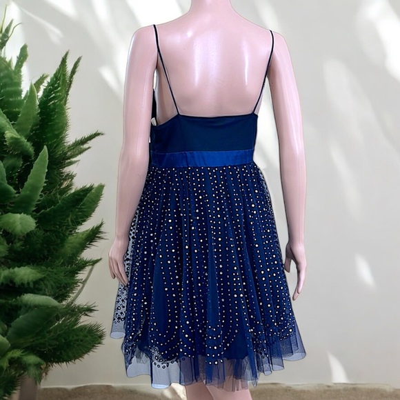 Love Tease Navy Blue Shimmering Silver Tulle Dress - Picture 9 of 14